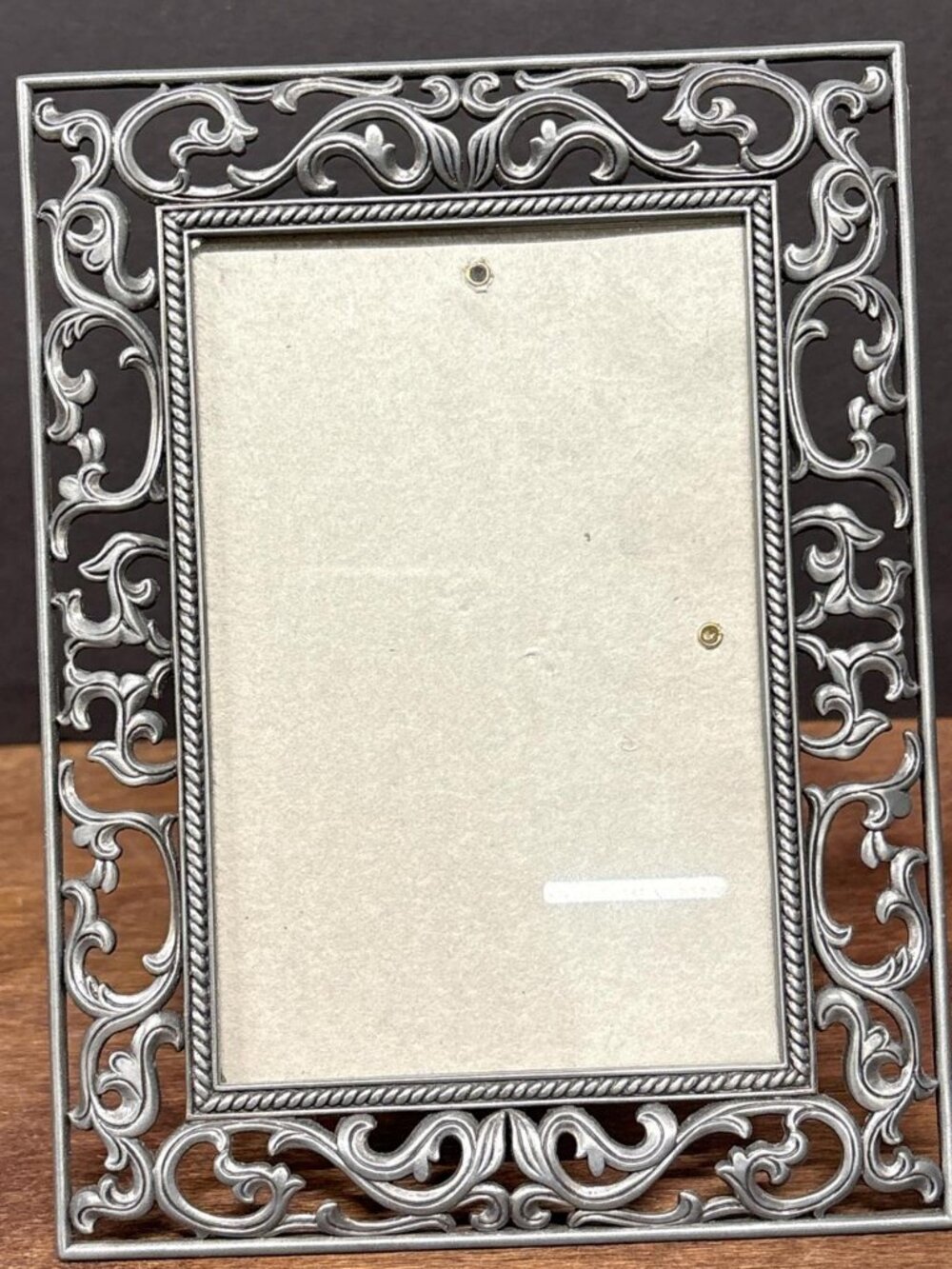 Vintage Ornate Pewter Tone Metal Picture Frame - 4x6 Photo Frame